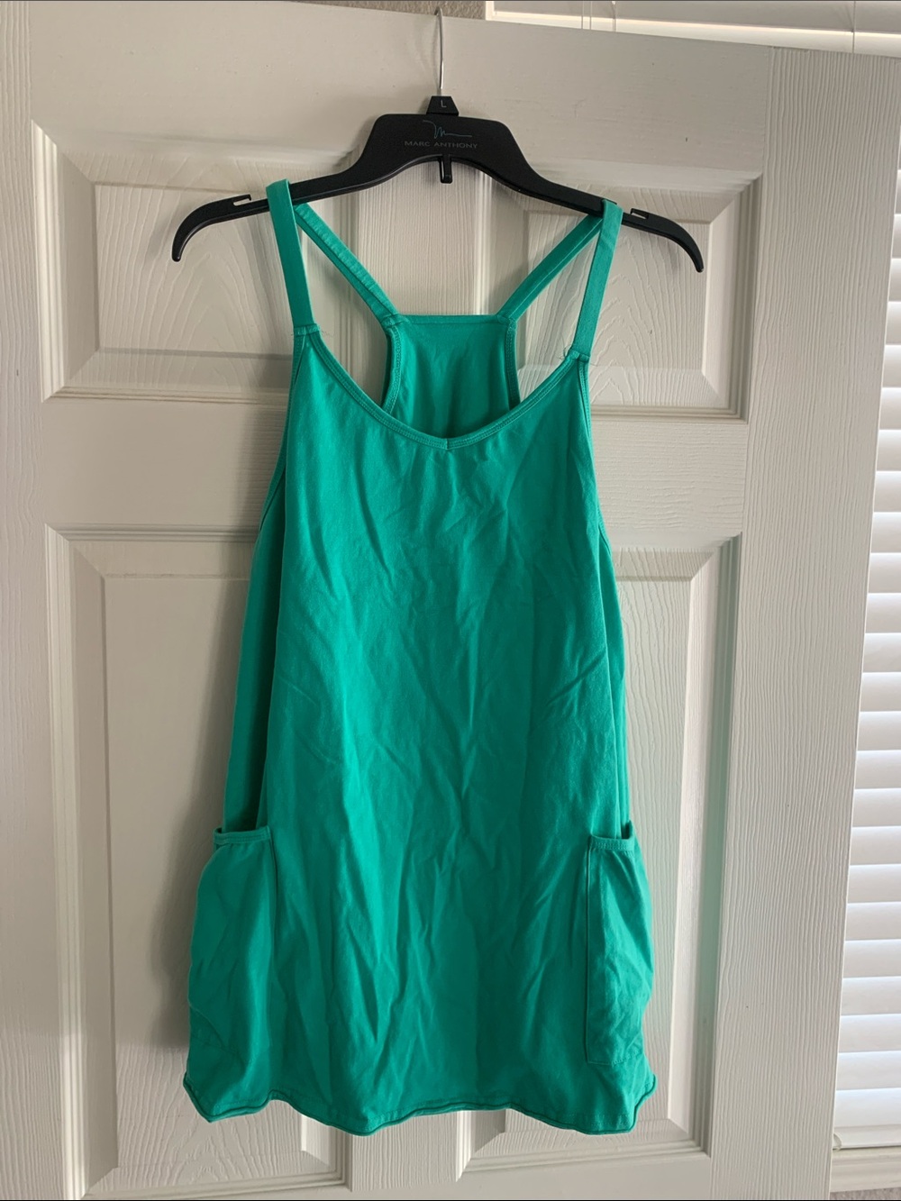 Teal Green Tank Romper with Pockets